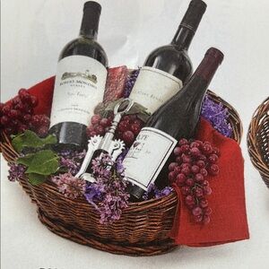 Elegant Wine Gift Basket with Red Accents